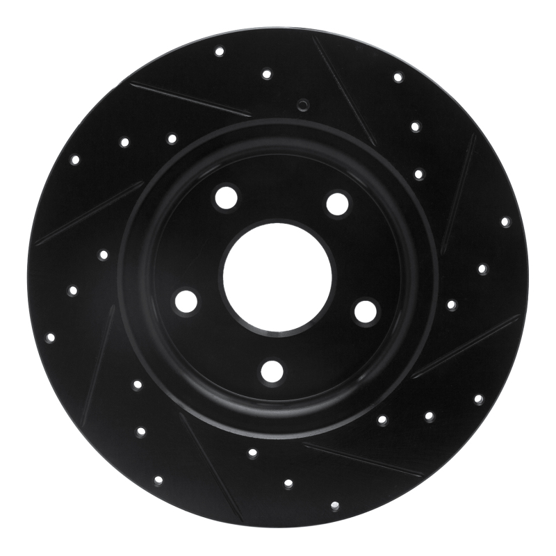 Chrysler Town & Country Brake Rotor (1) - Rear Left - R1 Concepts - Drilled & Slotted - Black - `12-`20